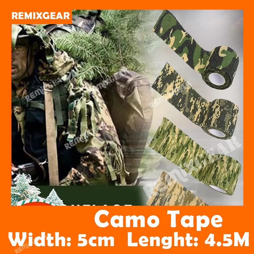 [5cm*4.5meter] Camping Camo Waterproof Wrap Stealth Tape Camouflage Self-Adhesive Protective Bandage For Outdoor jungle