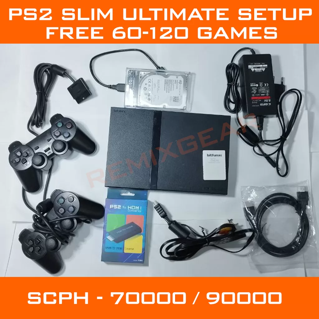 PS2 70000 / 90000 Jailbreak Mod playstation 2 slim model ultimate setup with free game (used and new)