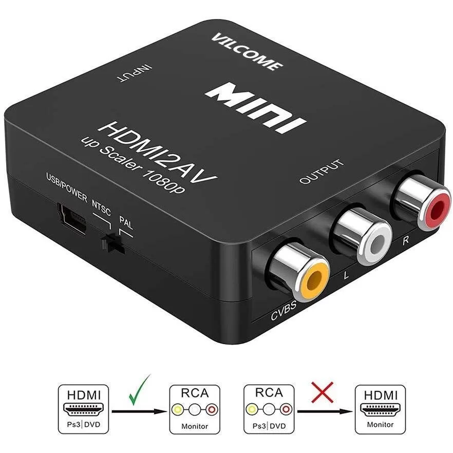 HDMI2VGA / AV2HDMI / HDMI2VA / HDMI2RCA Video Converter Adapter Card  (support up to 1080p) - Black / White